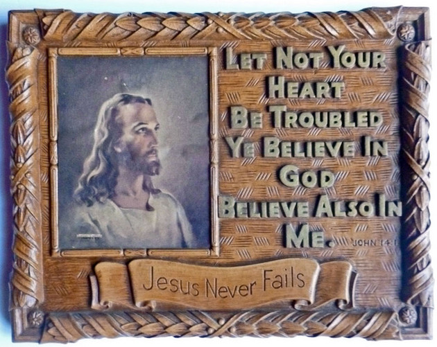 Jesus Never Fails Plaque, Warner Sallman Sacred Art Pilgrim