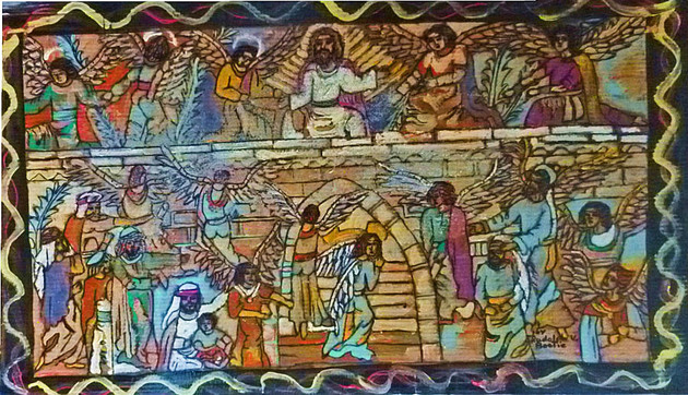 Christ & the Angels in Glory, Rudolph Valentino Bostic Sacred Art Pilgrim