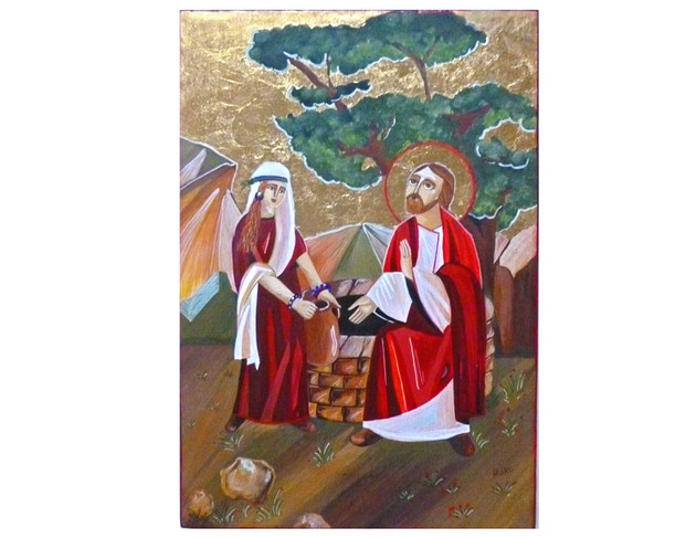 Jesus Said to Her: "Give Me to Drink", Rania Kuhn Sacred Art Pilgrim