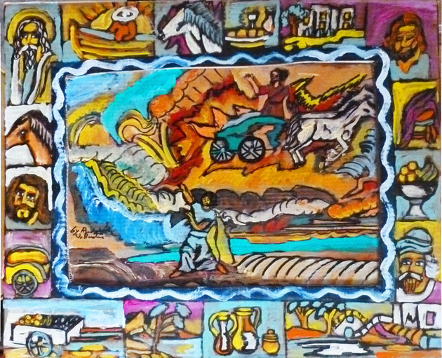 Elijah Taken Into Heaven, Rudolph Valentino Bostic Sacred Art Pilgrim